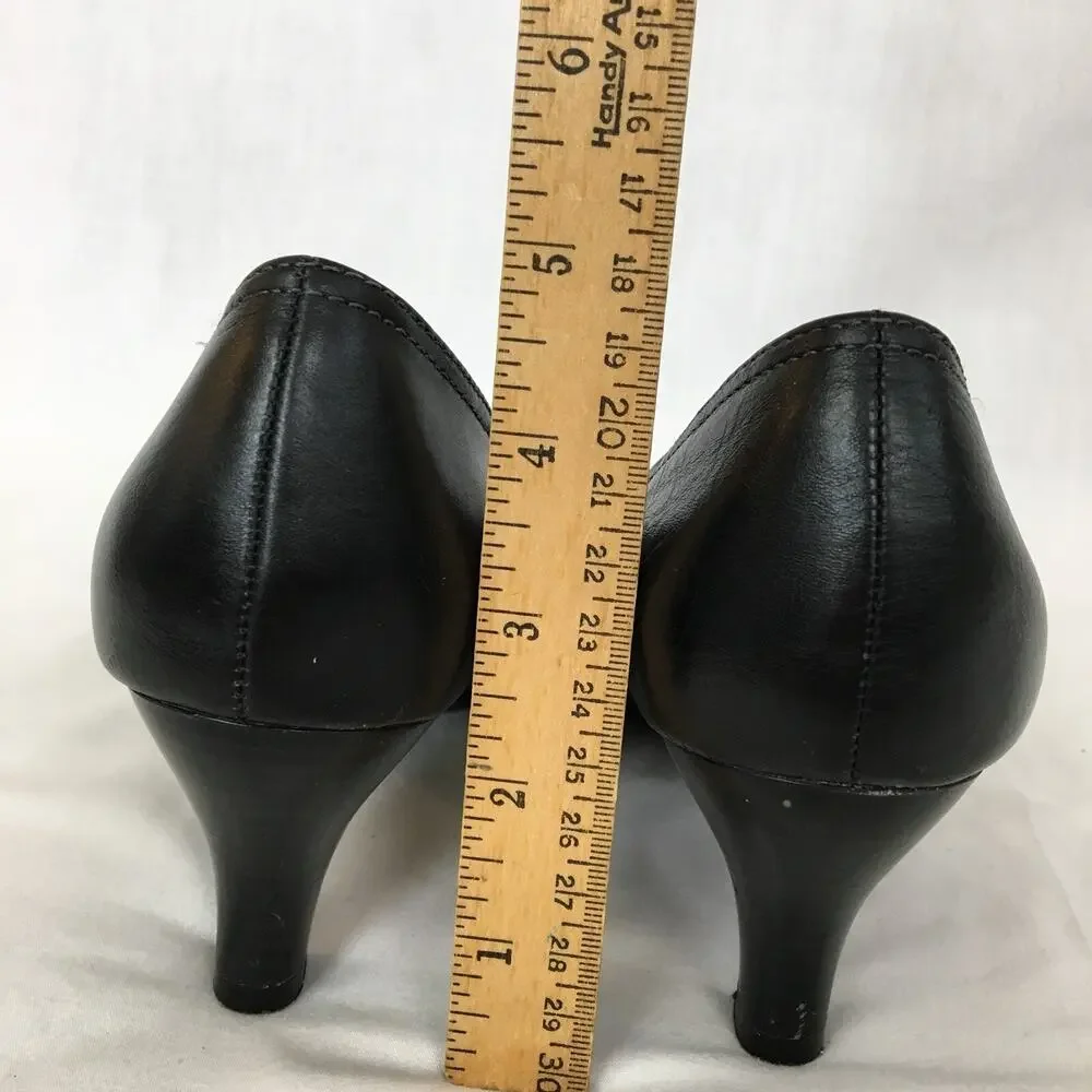 Softshoe by Medicus Pascal Career Heels 6 M Black Leather Horsebit Mock Croc EUC